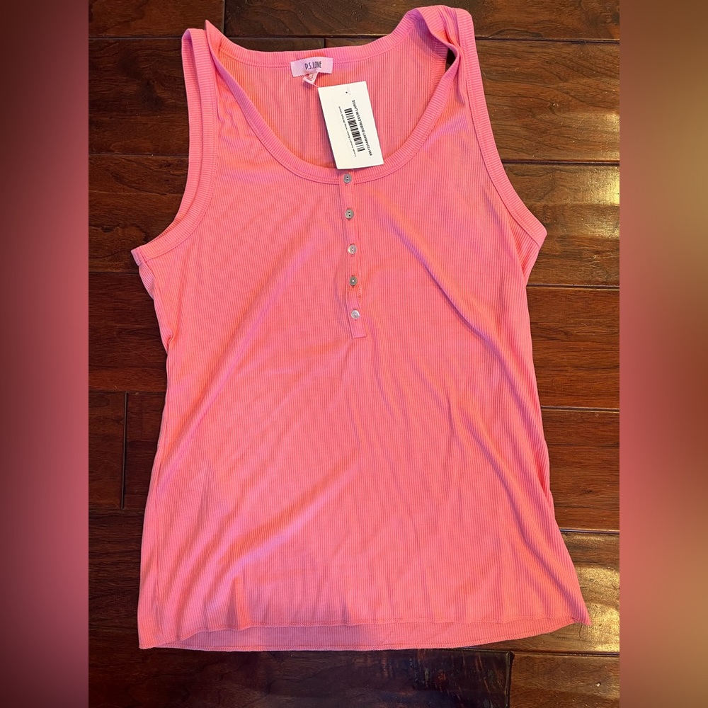 PS Love Bubblegum Pink Buttoned Tank Top
